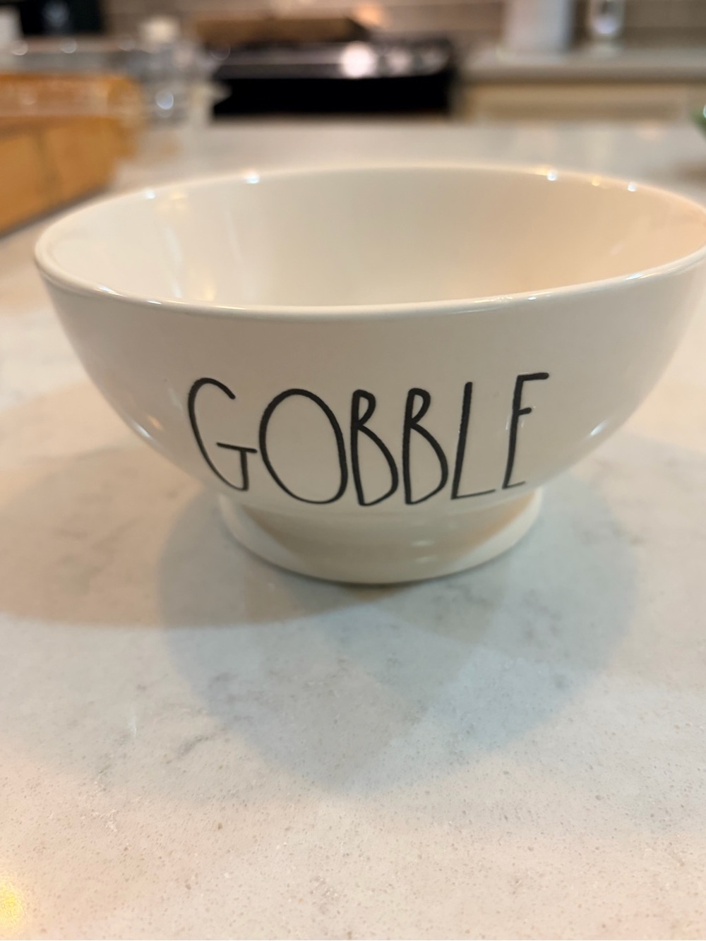 Rae Dunn White Ceramic 'GOBBLE' Bowl thanksgiving 🦃